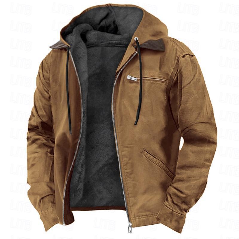 Men's Fleece-Lined Hooded Canvas Jacket | Luxe Clothing Men's Fleece-Lined Hooded Canvas Jacket - Image 4