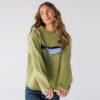 Women’s Green Fish Graphic Pullover Sweater – Casual Long Sleeve Knit Top