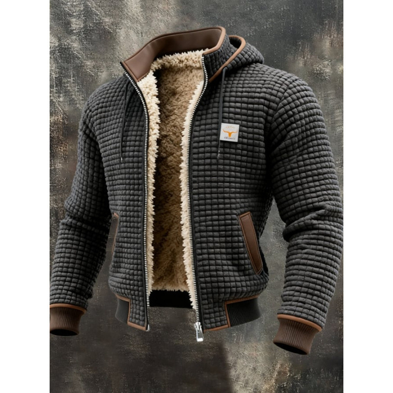 Men's Textured Sherpa-Lined Hooded Jacket - Image 4