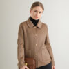 Women’s Short Wool Blend Jacket with Curved Hem and Pockets