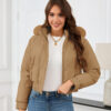 Women's Cropped Puffer Jacket With Fur Hood