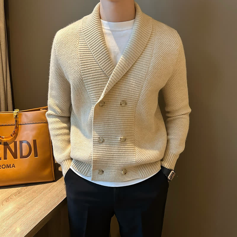 Men's Shawl Neck Cardigan Sweater | Luxe Clothing Men's Shawl Neck Cardigan Sweater