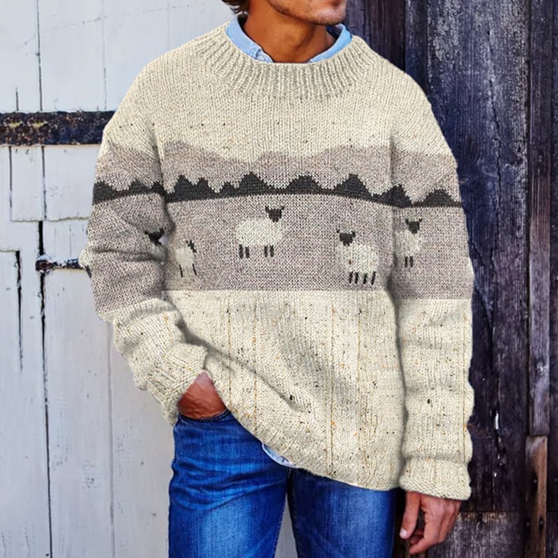 Men's Fair Isle Crewneck Pullover Sweater | Luxe Clothing Men's Fair Isle Crewneck Pullover Sweater - Image 6