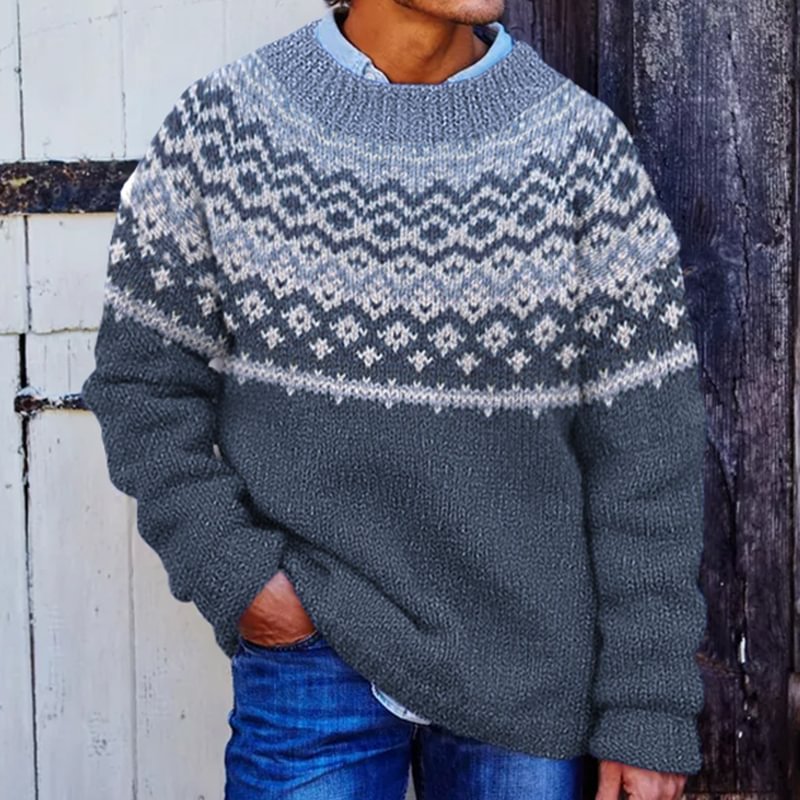 Men's Fair Isle Crewneck Pullover Sweater | Luxe Clothing Men's Fair Isle Crewneck Pullover Sweater - Image 5