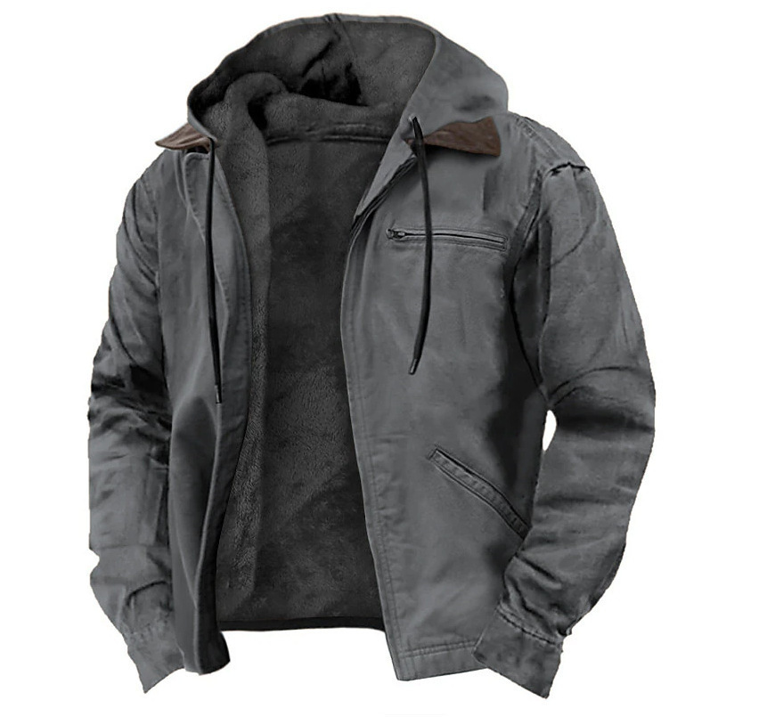 Men's Fleece-Lined Hooded Canvas Jacket | Luxe Clothing Men's Fleece-Lined Hooded Canvas Jacket - Image 5