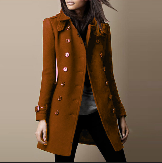 Women's Double Breasted Coat - Luxe Slim Fit Mid-Length | Luxe Clothing Women's Double Breasted Coat - Luxe Slim Fit Mid-Length - Image 3