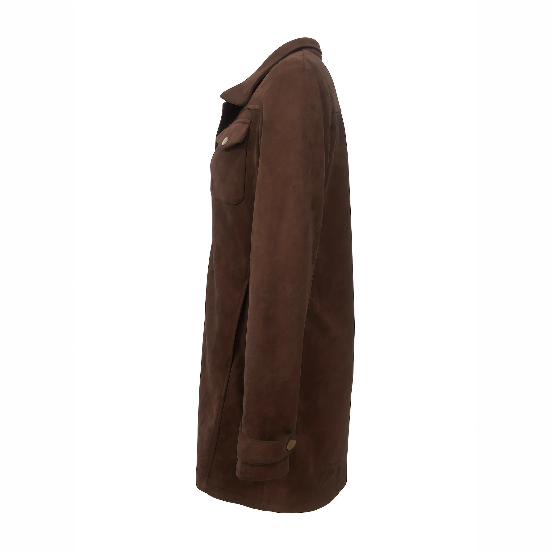 Women's Dark Brown Suede Mid-Length Utility Jacket | Luxe Clothing Women's Dark Brown Suede Mid-Length Utility Jacket - Image 6