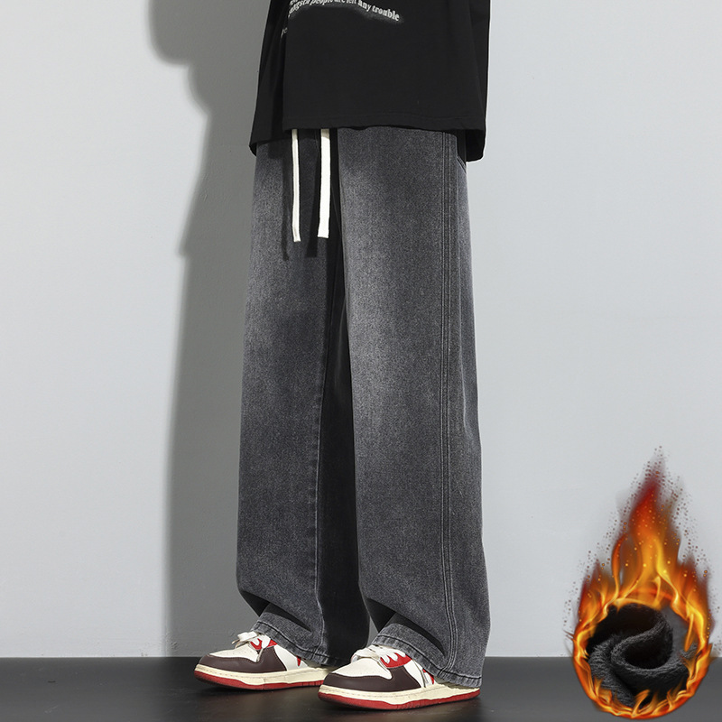 Men's Baggy Fleece Lined Jeans - Y2K Relaxed Straight Leg Thermal Denim Pants | Luxe Clothing Men's Baggy Fleece Lined Jeans - Y2K Relaxed Straight Leg Thermal Denim Pants - Image 10