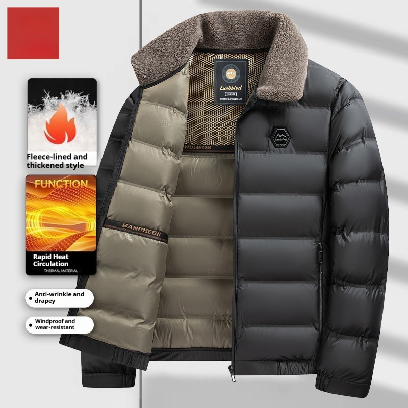 Men's Heavyweight Quilted Winter Coat - Warm Fleece Lined | Luxe Clothing Men's Heavyweight Quilted Winter Coat - Warm Fleece Lined - Image 3