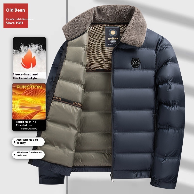 Men's Heavyweight Quilted Winter Coat - Warm Fleece Lined | Luxe Clothing Men's Heavyweight Quilted Winter Coat - Warm Fleece Lined - Image 7