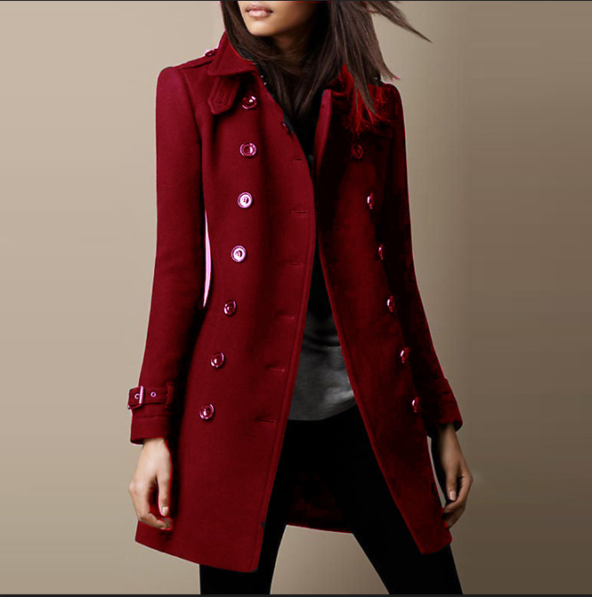 Women's Double Breasted Coat - Luxe Slim Fit Mid-Length | Luxe Clothing Women's Double Breasted Coat - Luxe Slim Fit Mid-Length - Image 6