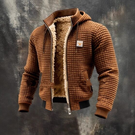 Men's Textured Sherpa-Lined Hooded Jacket