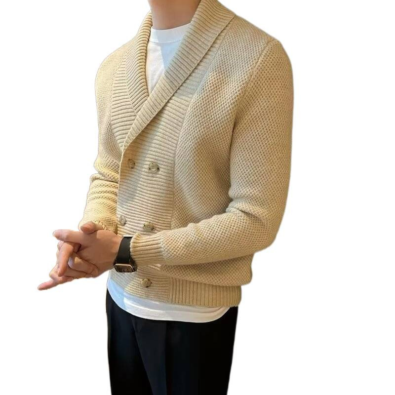 Men's Shawl Neck Cardigan Sweater | Luxe Clothing Men's Shawl Neck Cardigan Sweater - Image 4