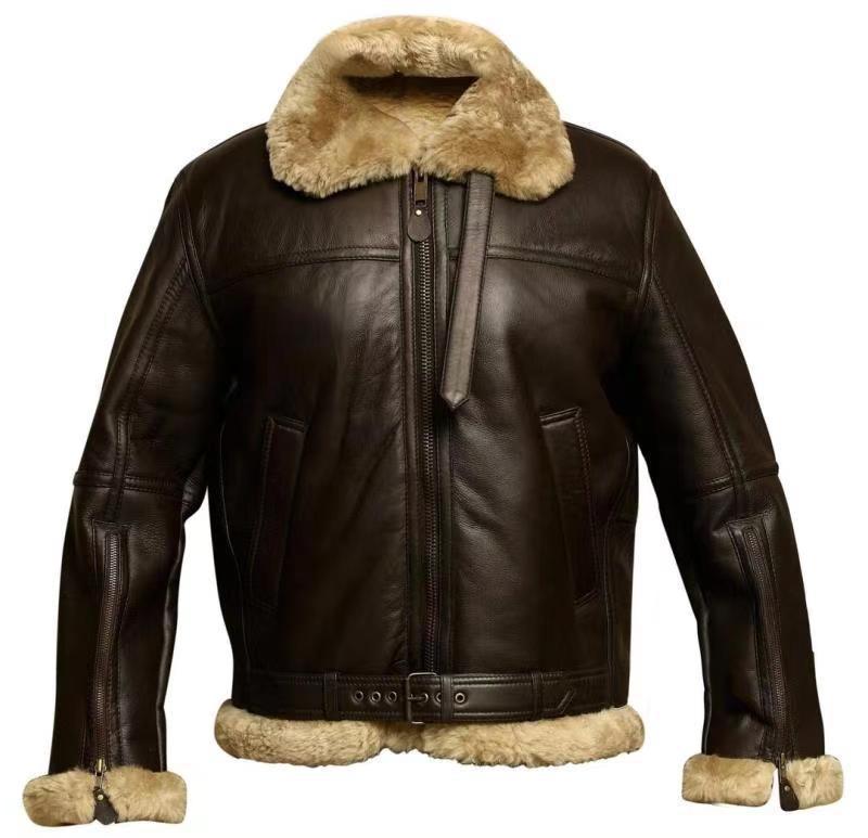 Men's B3 Bomber Jacket - Shearling Aviator Winter Jacket | Luxe Clothing Men's B3 Bomber Jacket - Shearling Aviator Winter Jacket - Image 2
