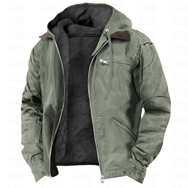 Men's Fleece-Lined Hooded Canvas Jacket | Luxe Clothing Men's Fleece-Lined Hooded Canvas Jacket - Image 9