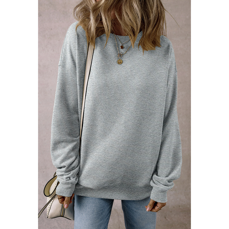 Women's Oversized Sweatshirt: Essential Cozy Loose Fit Crewneck with Pockets | Luxe Clothing Women's Oversized Sweatshirt: Essential Cozy Loose Fit Crewneck with Pockets - Image 3